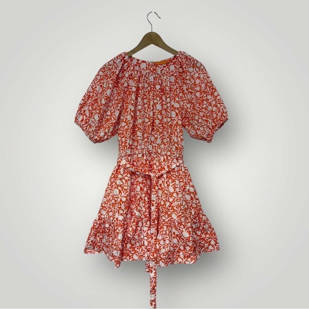 New Oliphant Dress Women Crew Flirty 1224V Orange Button Front Poplin Mini Sz S